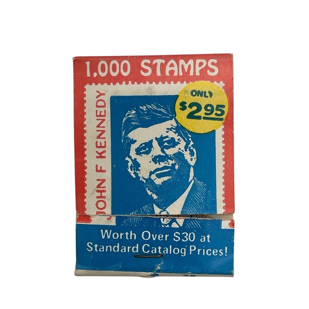 John F. Kennedy Rare White Base Matchbook Match Cover 1,000 Stamps Kenmore Stamp